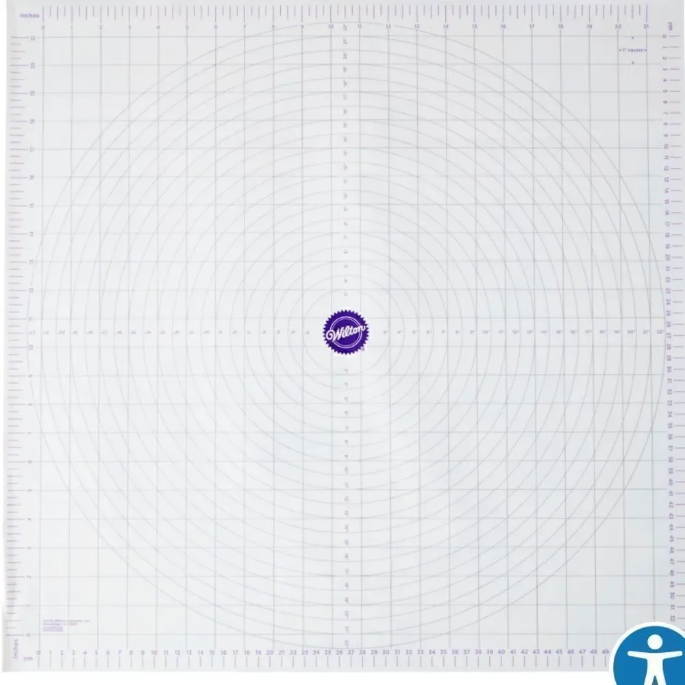 Wilton Fondant or Pizza Measuring Mat Curcle Roll Out Plastuc 23.8 in. x 23.3 in